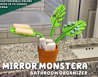 Mirror Monstera - Bathroom Organizer that Mounts to Mirror | Jewelry Bracelet Watch Wallet Toothbrush Toothpaste Holder ForgeCore Home Decor