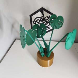 3D Printed House Plant With Magnetic Coaster Leaves HousePlant Expandable Monstera Albo For People Who Can't Keep Plants Alive Decor image 5