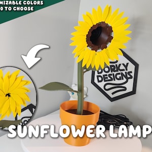 Sunflower Lamp 3D Printed House Plant | Light HousePlant Nursery Reading End Table Nightlight End Plant Decor ForgeCore Shabbat Holy Day