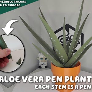 3D Printed Aloe Vera Pen Plant | Each Stem Is A Pen Fake HousePlant For People Who Can't Keep House Plants Alive Decor Writing Pen Holder