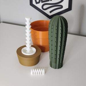 3D Printed Cactus Toothpick Dispenser House Plant Cacti HousePlant Hold 117 Round Tooth Picks For People Who Can't Keep Plants Alive Decor Cactus & Pot