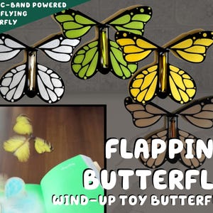 Mariposa voladora mágica/Juguete de cuerda Monarca con banda elástica de goma, mariposas voladoras, regalo sorpresa, caja explosiva para bodas, fiestas de cumpleaños
