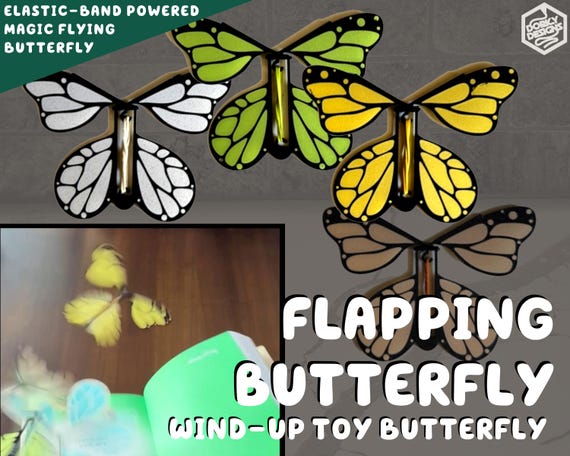 Magic Flying Butterfly | Wind up Monarch Toy Elastic Rubber Band