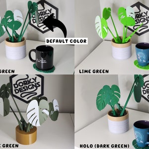 3D Printed House Plant With Magnetic Coaster Leaves HousePlant Expandable Monstera Albo For People Who Can't Keep Plants Alive Decor image 6