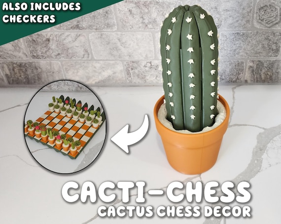 Roll up Cactus Chess Set | CactiChess Customizable Bookshelf Decor Compact  Board Novelty ForgeCore
