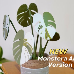 3D Printed House Plant With Magnetic Coaster Leaves HousePlant Expandable Monstera Albo For People Who Can't Keep Plants Alive Decor image 4