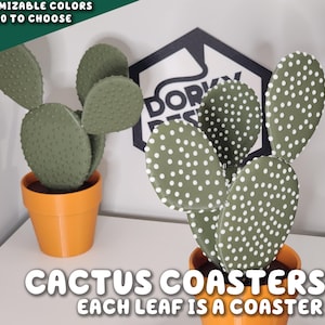 Coaster Cactus 3D Printed Plant | Each Leaf Is A Coaster Fake HousePlant For People Who Can't Keep House Plants Alive Decor ForgeCore