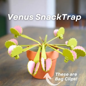 Venus Flytrap Snack Clips 3D Printed Plant | Each Trap Is A Bag Clip Fake HousePlant For People Who Can't Keep House Plants Alive Decor