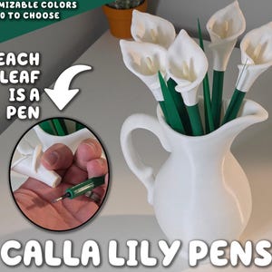 カラーリリーペン | 花の茎ペン 葉っぱ ブックマーク ピッチャー 花瓶 ForgeCore キッチン 花 ホーム 機能的 装飾 ユリ カスタマイズ可能な植物