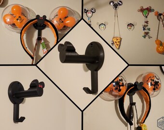 5 PACK - Extended Length Disney Themed Mickey Ear Wall Display Mount Hangar for large ears with hook for Loungefly Backpacks and lanyards