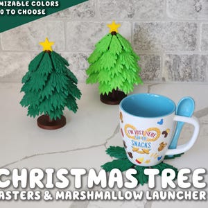 Sottobicchieri per albero di Natale - Cocoasters, l'esclusivo set di sottobicchieri impilabili con divertente lanciatore di marshmallow ForgeCore, decorazioni da tavolo per feste e casa