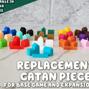 Catan Replacement Pieces – Compatible with Base Game and Expansions, 3D Printed Board Game Accessories, Over 40 Color Options Available
