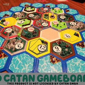 Magnetic 3D Printed Settlers Gameboard With Sea Boat Farer Addition