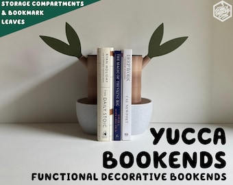 Serre-livres de rangement Yucca avec signets feuille | Plante d'intérieur imprimée en 3D, décorative fonctionnelle, décoration de plante d'intérieur Ellestudio, surligneurs, etc.