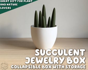 Collapsible Succulent Jewelry Box – Functional Decor with Hidden Storage for Necklaces, Rings, & More – Unique Gift for Plant Lovers