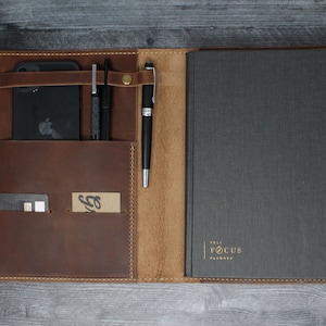 Full Focus Leather Journal, Leather Planner Cover, Full Focus Portfolio, FFP Leather Folio, Leather Cover for Full Focus Planner