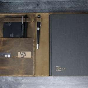 Full Focus Planner Leather Journal, FFP Cover, Personalized Portfolio, Customized Leather Cover for Full Focus Planner