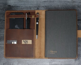 Voll fokus Leder Journal, Leder Planer Hülle, Full Focus Portfolio, FFP Leder Folio, Leder Cover für Full Focus Planner
