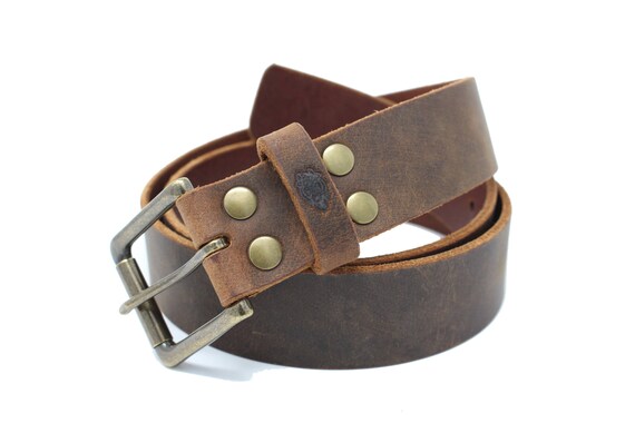 Checkered Stamped Belt - Brown - 40