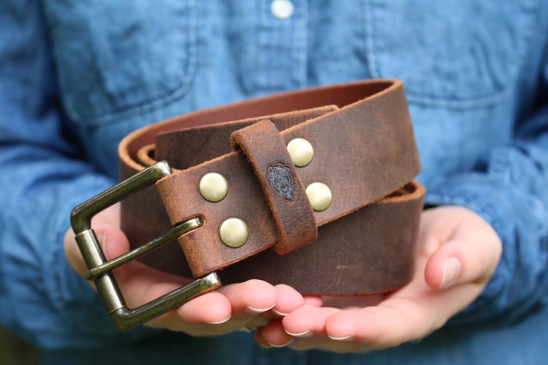 Full Grain Leather Belt Blue Leather Belt Men Groomsmen 