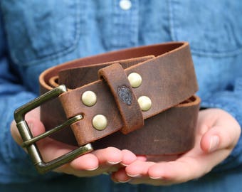 Mens Leather Belt, Mens Belt, Mens Belt Leather, Distressed Rugged Gift for Him, True Blue Belt