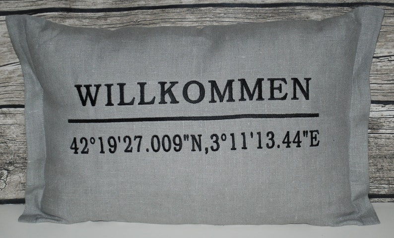 Customizable cushion embroidered with coordinates image 8