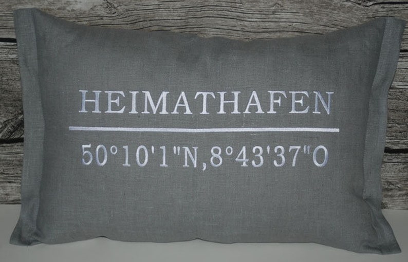 Customizable cushion embroidered with coordinates image 6