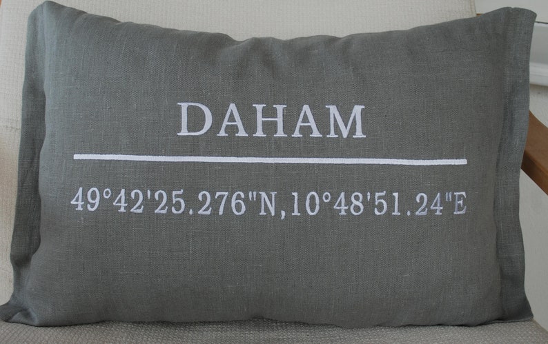 Customizable cushion embroidered with coordinates image 5