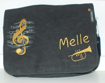 Sheet music bag personalized embroidered with instrument