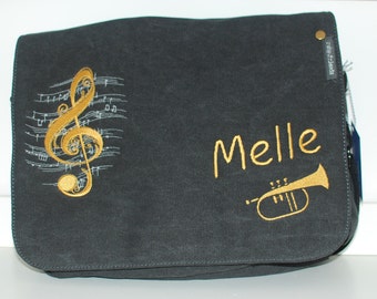 Notentasche personalisiert bestickt mit Instrument