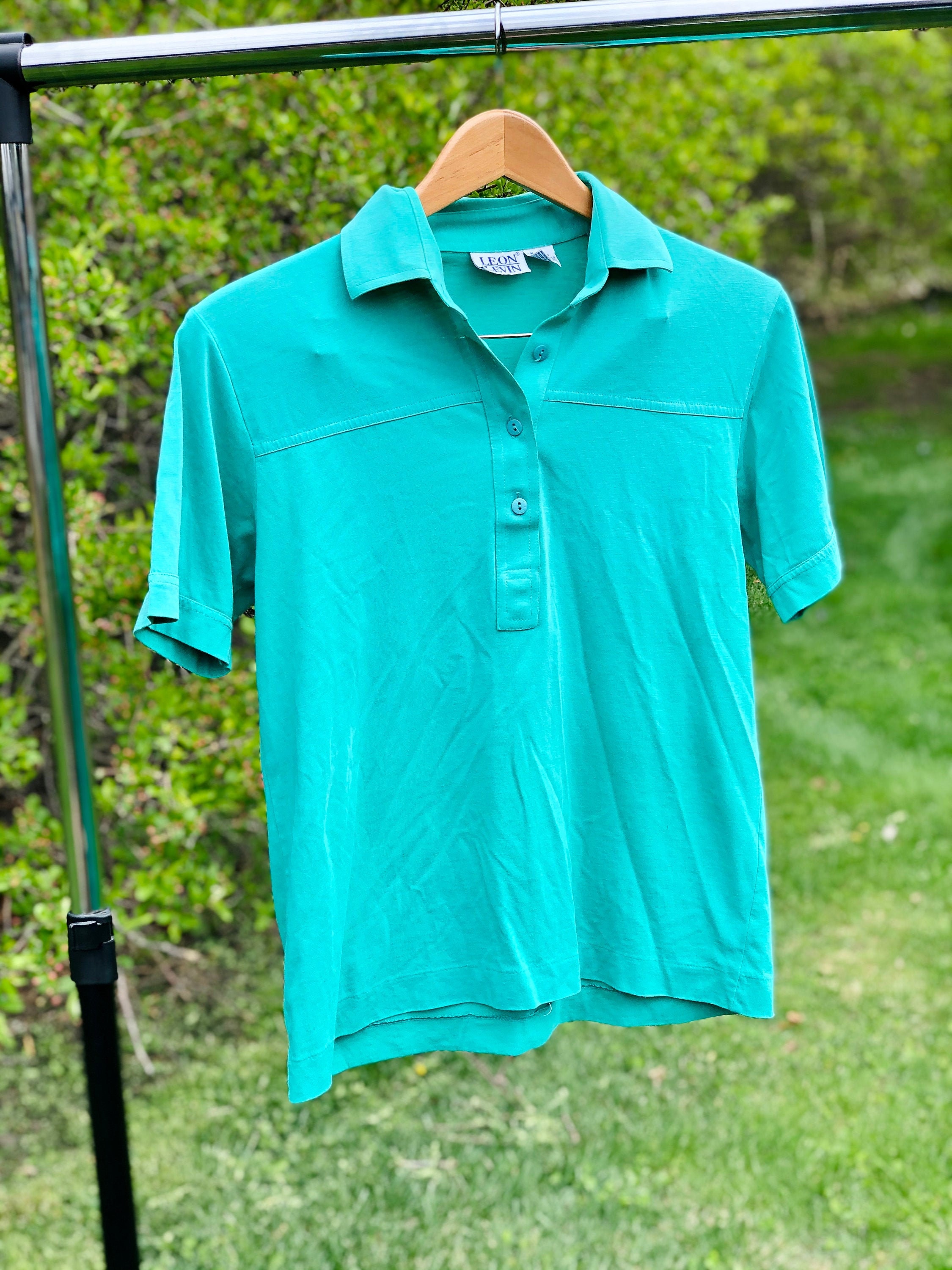 Vintage Polo Shirt 1970s Leon Levin Golf Teal Size | Etsy