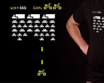 Chemise : Space invader ! Nous aimons cyclisme