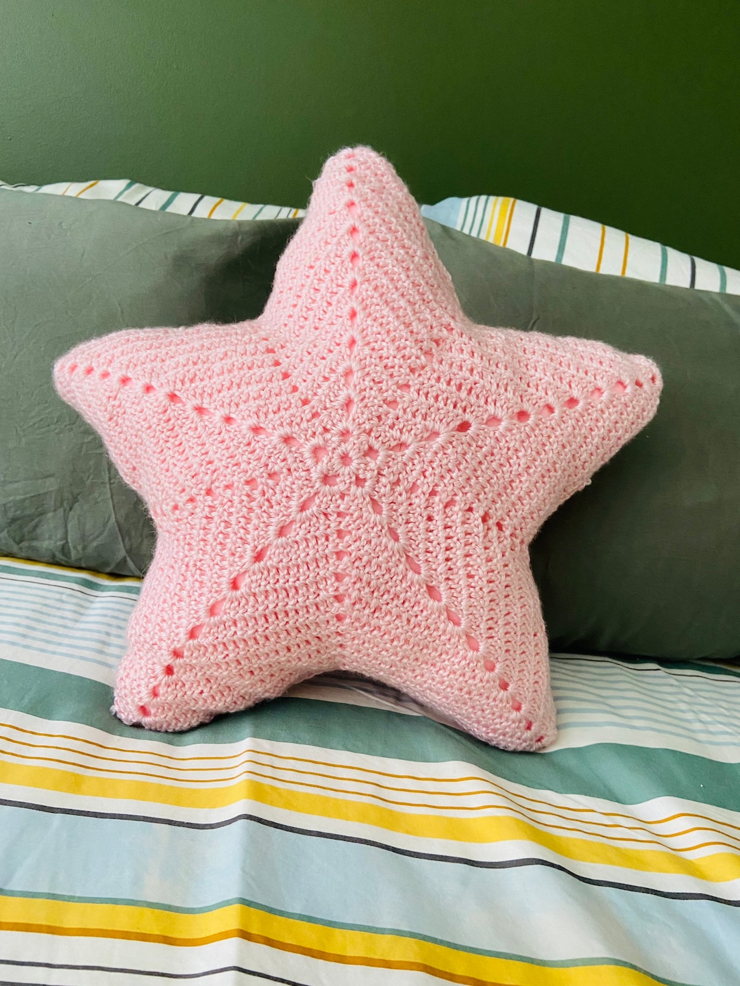 Decorative Star Pillow, Acrylic Yarn| Soft Decor Original