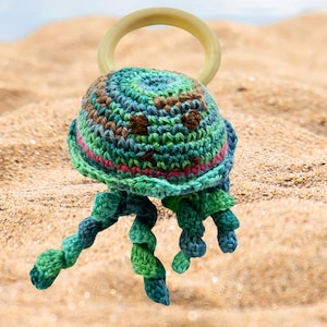 Fish Rattle Baby Toy - Handmade Organic Wood & Soft Cotton - Perfect First Toy for Preemie Babies - Ideal Baby Shower Gift.