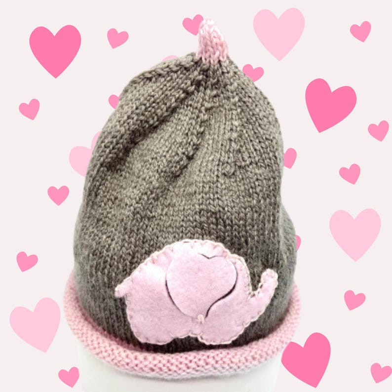 New Born Cap In Blended Stuff With Elephant Face Pink Color main image 1