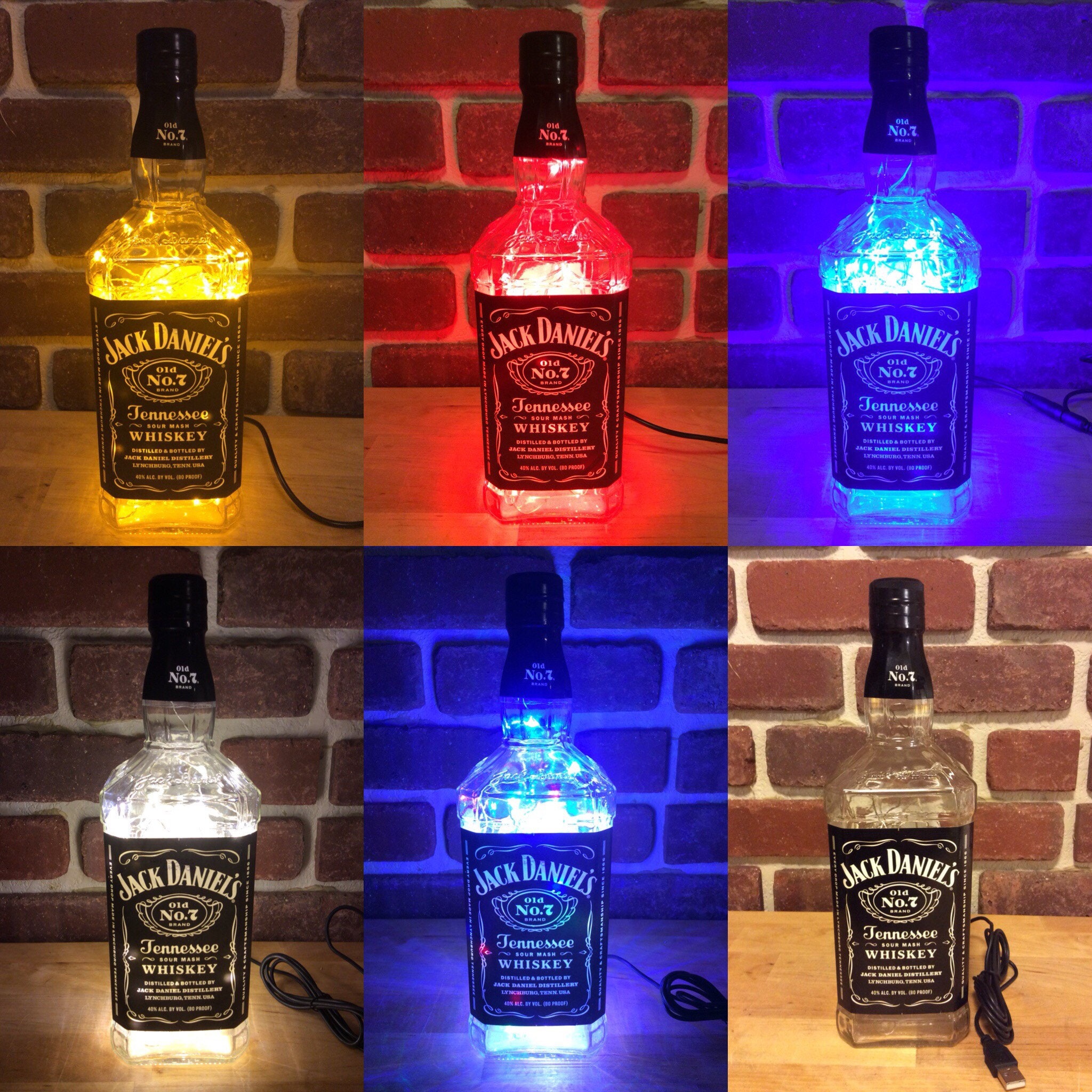 Jack Daniels 1 Liter Upcycled Bottle LED Light String Lamp NO Etsy