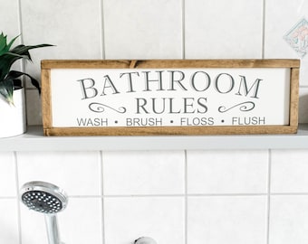 Bathroom Signs, Bathroom Wall Decor, Bathroom Decor, Bathroom Rules Sign, Restroom Decor, Farmhouse Bathroom, Farmhouse Signs