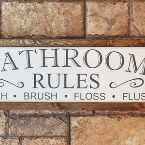 Bathroom Signs, Bathroom Wall Decor, Bathroom Decor, Bathroom Rules Sign, Restroom Decor, Farmhouse Bathroom, Farmhouse Signs image 8