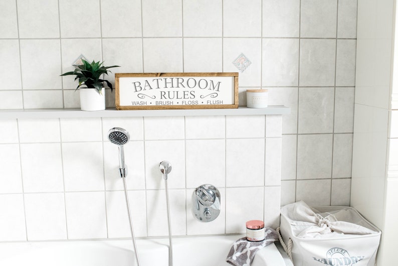 Bathroom Signs, Bathroom Wall Decor, Bathroom Decor, Bathroom Rules Sign, Restroom Decor, Farmhouse Bathroom, Farmhouse Signs image 4