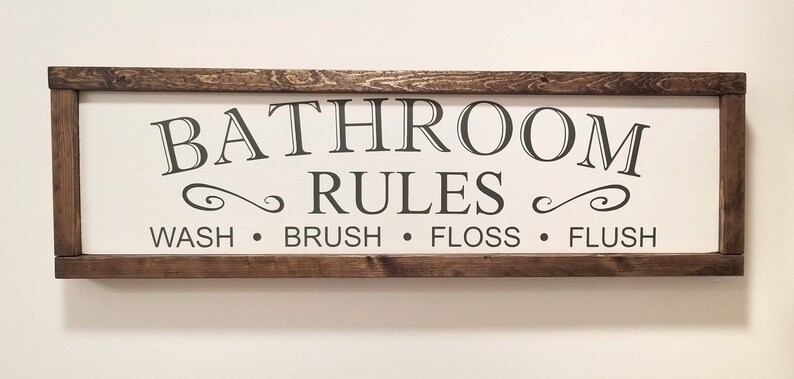 Bathroom Signs, Bathroom Wall Decor, Bathroom Decor, Bathroom Rules Sign, Restroom Decor, Farmhouse Bathroom, Farmhouse Signs image 7
