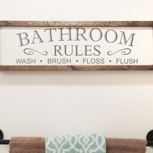 Bathroom Signs, Bathroom Wall Decor, Bathroom Decor, Bathroom Rules Sign, Restroom Decor, Farmhouse Bathroom, Farmhouse Signs image 5