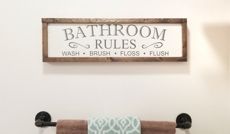 Bathroom Signs, Bathroom Wall Decor, Bathroom Decor, Bathroom Rules Sign, Restroom Decor, Farmhouse Bathroom, Farmhouse Signs image 5