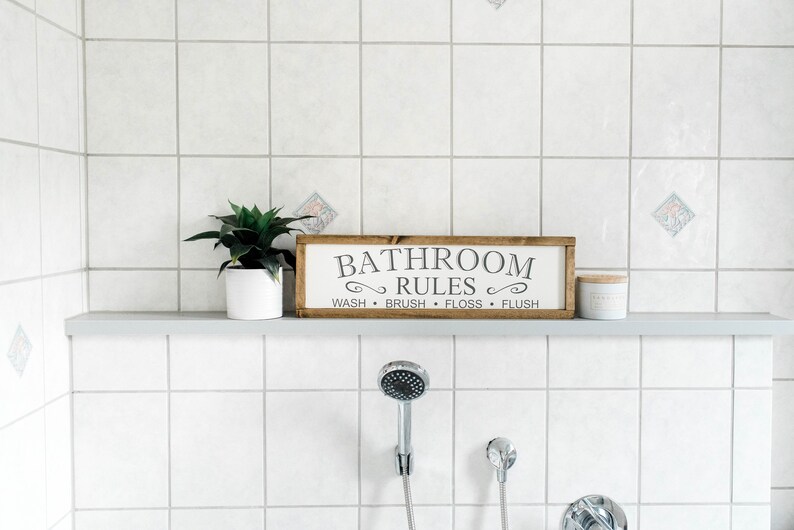 Bathroom Signs, Bathroom Wall Decor, Bathroom Decor, Bathroom Rules Sign, Restroom Decor, Farmhouse Bathroom, Farmhouse Signs image 2