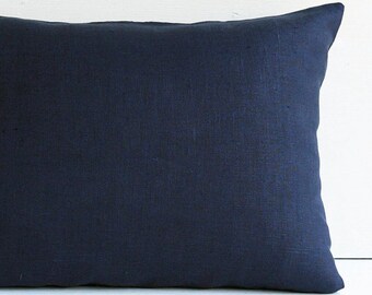 14x36 Linen body pillow cover 20x54 Extra long lumbar pillow Navy blue throw pillow covers 12x18 12x20 12x24 14x36 16x26 16x36 20x54