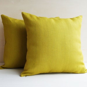 Set mit 2 lindgrünen Leinenkissenbezügen, Chartreuse-Kissenbezüge für Sofakissen, Bett oder Outdoor 18x18 20x20 22x22