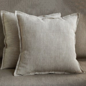 Set of 2 Beige outdoor pillow covers Linen throw pillowcases for sofa cushion, Natural linen pillow shams  Farmhouse decorative cushion case