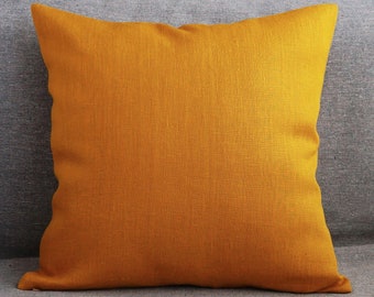 Mustard linen pillow cover, Throw pillow shams for bad or outdoor sofa cushion, natural pillowcase for linen bedding, linen cushion case