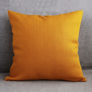 Mustard linen pillow cover, Throw pillow shams for bad or outdoor sofa cushion, natural pillowcase for linen bedding, linen cushion case