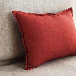 Burnt Orange Linen Body Pillow Cover Long Lumbar Pillowcese Etsy