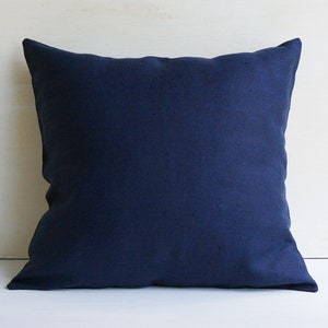 Funda de almohada de lino 20x20, funda de almohada de tiro azul marino 18x18 16x16 22x22 20x54